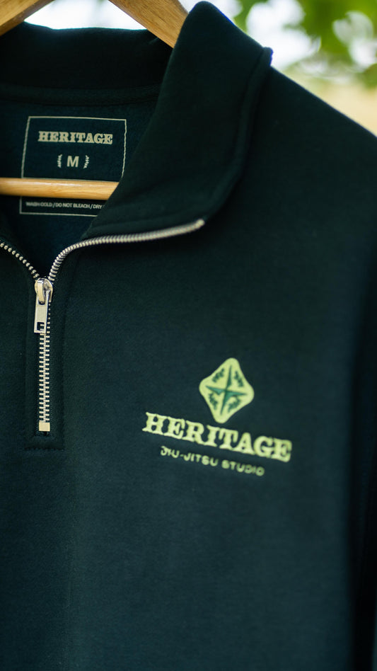 Heritage "Studio" 3/4 Zip Sweatshirt Forest